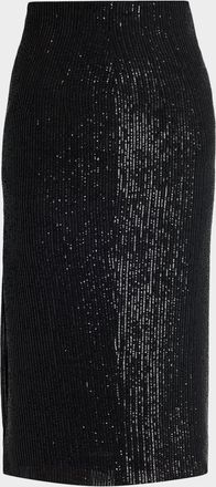 Kiton Striped Sequined Midi Pencil Skirt