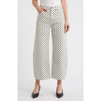 Frame Denim The Bow Crop Jeans in White Polka Dot at Nordstrom, Size 28