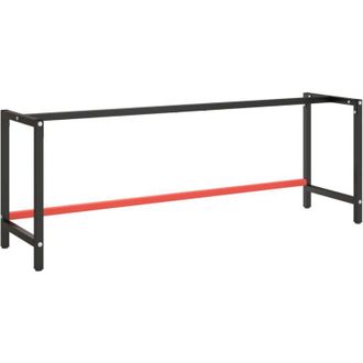 vidaXL vidaXL Telaio Banco da Lavoro Nero e Rosso Opaco 220x57x79 cm Metallo