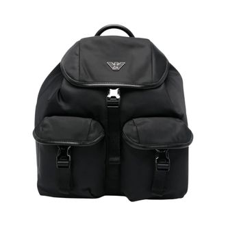 Emporio Armani Backpacks, male, Black, Size: ONE SIZE Nylon Backpack