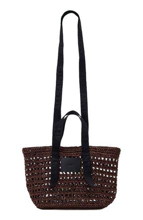 AllSaints Mini Celayne Straw Tote in Cognac Brown at Nordstrom