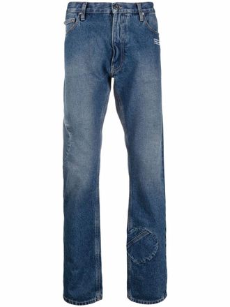 Off-white logo-print slim-fit jeans - men - Cotton/Cotton - 30 - Blue
