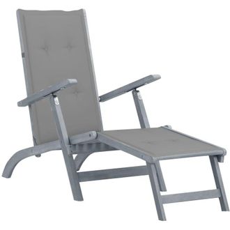 vidaXL Tumbona De Jard&iacute;n Con Reposapi&eacute;s Y Coj&iacute;n Madera Maciza Acacia Vidaxl