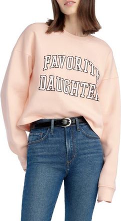 Favorite Daughter The Collegiate Logo Crop Sweatshirt in Pale Pink/White at Nordstrom, Size Xx-Large