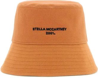 Stella McCartney Eco Katoen Logo Bucket Hat - Dames - Hoeden - Bruin - 58 CM - Katoen - Accessoires