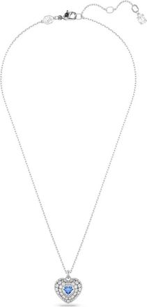 Swarovski Ketting Unisex Idyllia Hyperbola Hart Hanger Blauw Gerhodineerd 5680403 - unisex - Kettingen - Grijs - ONE Size - Accessoires