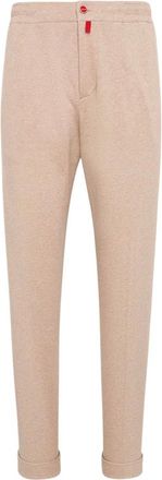 Kiton Beige Katoen Kasjmier Broek met Trekkoord - Heren - Slim Fit Broeken - Beige - W40 - Katoen - Broeken
