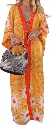 Never Fully Dressed Beaded Kimono In Yellow Sun