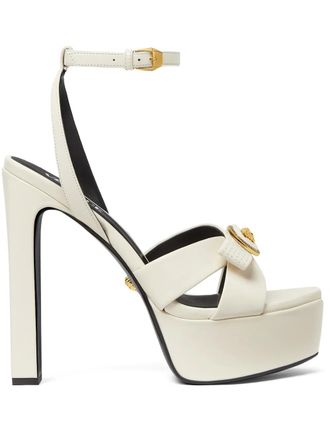 Versace 140mm Medusa leather sandals - women - Calf Leather/Lambskin/Goat Skin/Calf Leather - 36.5 - Neutrals