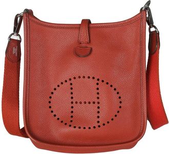 Herm&egrave;s Red Leather Mini Evelyne TPM PHW (Authentic Pre-Loved)