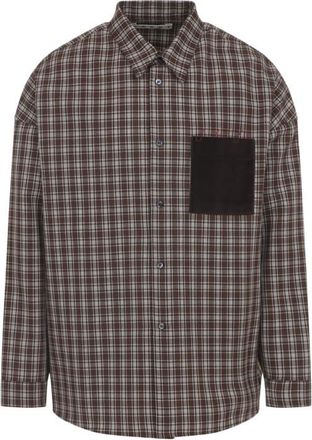 Marni Brown Checked Velvet-Pocket Shirt
