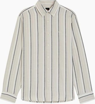 HUGO BOSS Mens Boss Ricoplus M Linen Shirt - White - Size: 42/Regular