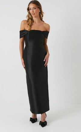 Coast Honoured Twill Bardot Maxi Dress in Black at Nordstrom, Size 12