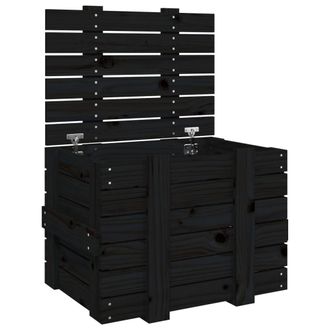 vidaXL Caja De Almacenaje Madera Maciza De Pino Negra 58x40,5x42 Cm Vidaxl
