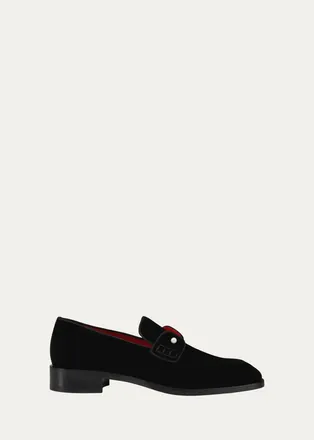 Christian Louboutin Mens Chambelimoc Night Pearl Velvet Loafers