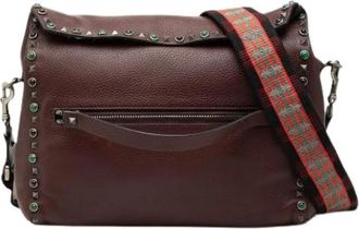 Valentino Pre-owned Cross Body Bags, female, Brown, Size: ONE SIZE Pre-owned Studded Crossbody Bag