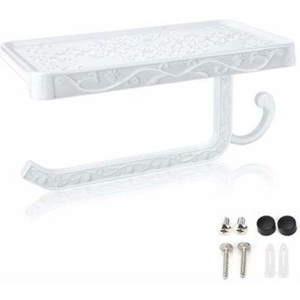 OEM Portarrollos De Papel Higi&eacute;nico De Pared, Con Plataforma De Almacenamiento Para Ba&ntilde;o/aseo, Blanco - Crezuo