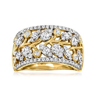 Ross-Simons Diamond Leaf Vine Ring in 14kt Yellow Gold