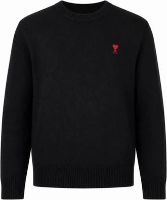 Ami De Coeur Crewneck Sweater - Heren - Ronde hals truien - Zwart - L - Wol - Truien & Vesten