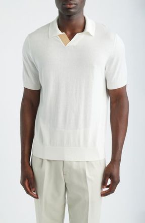 Canali Regular Fit Johnny Collar Polo in White at Nordstrom, Size 40 Us