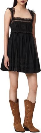 AllSaints Angela Tulle Detail Minidress in Black at Nordstrom, Size 10 Us