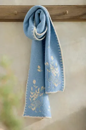 Terrain Embroidered Bird Scarf