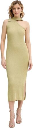 Karl Lagerfeld Kleedjes, Dames, Groen, M, Leer, Midi Gebreide Jurk