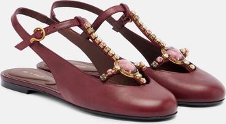 Etro Embellished leather slingback flats