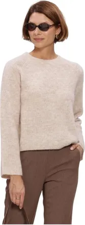 Object Object, Truien & Vesten, Dames, Beige, L, Objagate O-Neck L/S Knit Pullover Noos