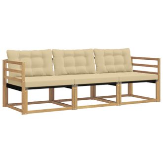 vidaXL Conjunto De Sof&aacute;s De Exterior Con Coj&iacute;n 3 Pcs Y Beige Vidaxl