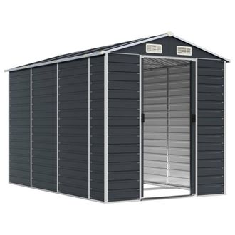 Berkfield Home Garden Shed Anthracite 191x300x198 cm Galvanised Steel in Dark Grey | Size: 191 x 300 x 198 cm