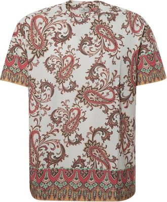 Etro Katoenen T-shirt met Bloemen Paisley Motief - Heren - T-shirts - Veelkleurig - M - Katoen - Tops