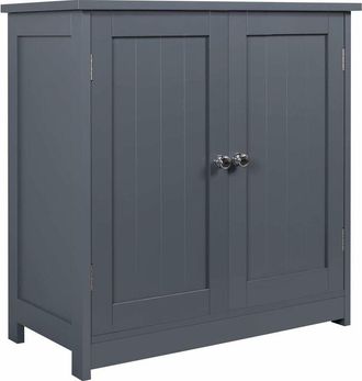 Woltu Mueble Para Debajo Del Lavabo Madera 2 Puertas Para Cuarto De Ba&ntilde;o 60x60x30cm Gris - Woltu