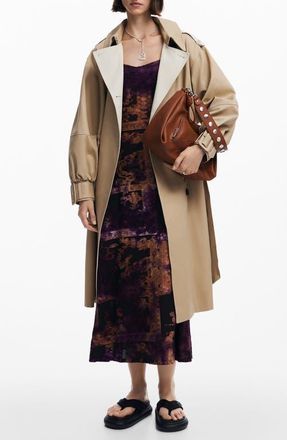 Desigual Colonia Cotton Trench Coat in Brown at Nordstrom, Size X-Large