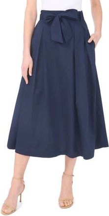 1.State Tie Waist Pleated Cotton Midi Skirt in Indigo Night at Nordstrom Rack, Size X-Large