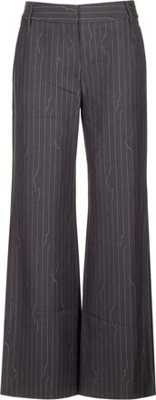 Off-white Broeken, Dames, Grijs, L, Katoen, Pinstripe Wide Broeken