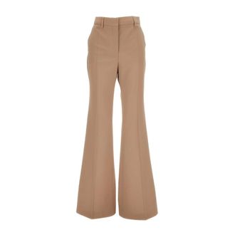 Sportmax Broeken, Dames, Beige, 2Xs, Leer, Wijde broek