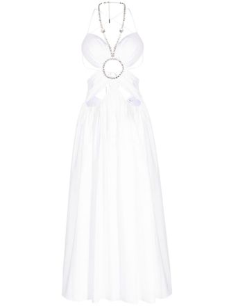 Area cut-out crystal-embellished midi dress - women - Cotton - 6 - White