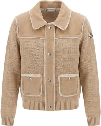 Moncler Dames, Truien, Beige, Maat: XS Leer