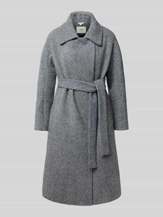 Lanius Lanius Wollmantel aus Schurwolle mit Bindeg&uuml;rtel in Blau Melange, Gr&ouml;&szlig;e 34