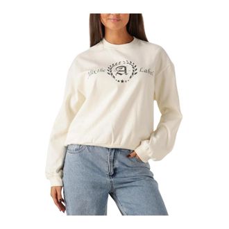 ALIX The Label Alix The Label, Hoodies & sweatvesten, Dames, Wit, XL, Katoen, Gebreide Collage Sweater