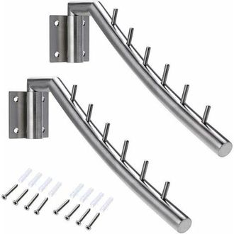 OEM 2 Percheros/barras Para Colgar Ropa, Perchero De Pared De Acero Inoxidable, Giro De 180&deg;, Carga M&aacute;xima De 30 Kg, Con 6 Barras Para Organizar Ropa, Col