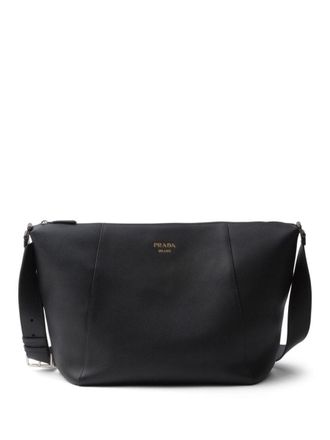 Prada Logo-Stamp Leather Shoulder Bag