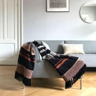 Malagoon Manta negra multicolor acr&iacute;lico y lana 125x150