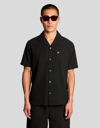 Lyle & Scott Lyle And Scott Mens Short Sleeve Crinkle Resort Shirt - Black - Size: Regular/36
