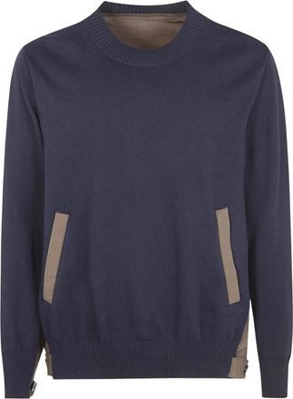 sacai Round-neck Truien - Heren - Ronde hals truien - Blauw - M - Truien & Vesten