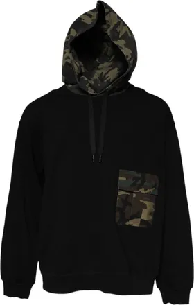 Dolce & Gabbana Camouflage-Trimmed Cotton Hoodie - Black
