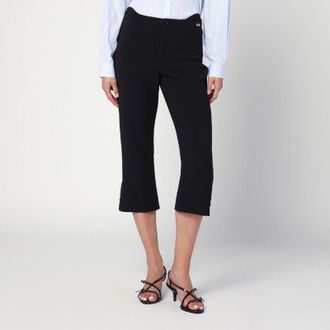 Victoria Beckham Gem&ecirc;leerde Zwarte Cropped Broek in Wolmix