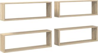 vidaXL Vidaxl - Estante Cubo Pared 4uds Contrachapado Roble Sonoma 80x15x26,5cm