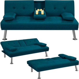 Yaheetech Yaheetech Divano Letto con 2 Braccioli Staccabili Divano Trasformabile Mobile Imbottito a 3 Posti Divanetto Reclinabile da Salotto con Supporto